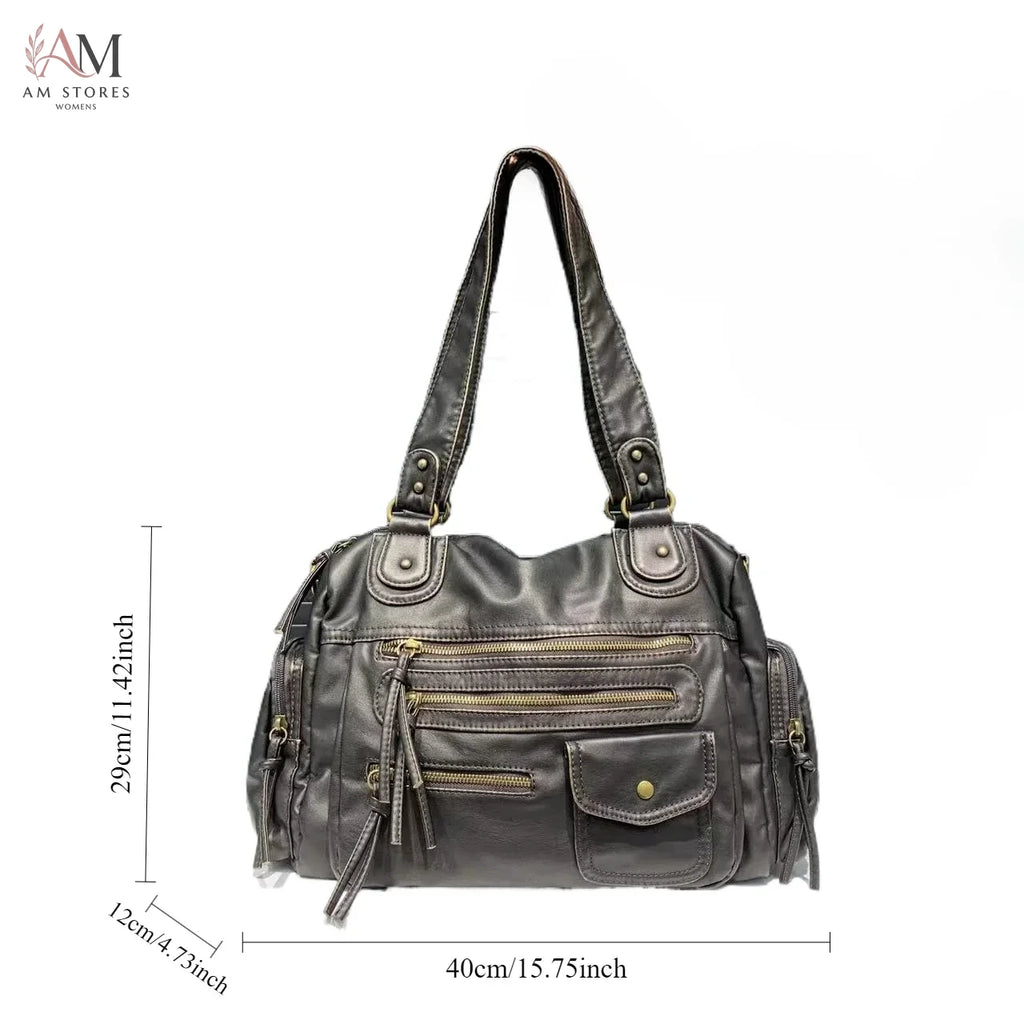 Y2K Girls' Leather Large-Capacity Vintage Crossbody Bag - view 6