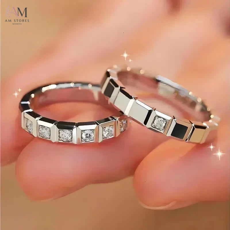 925 Sterling Silver Cubic Zirconia Couple Unisex Ring - view 1