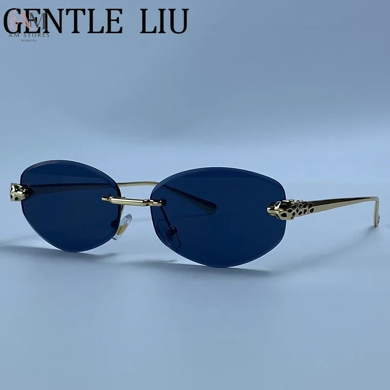Women's Vintage Rimless Hexagon Y2K Sunglasses - view 11