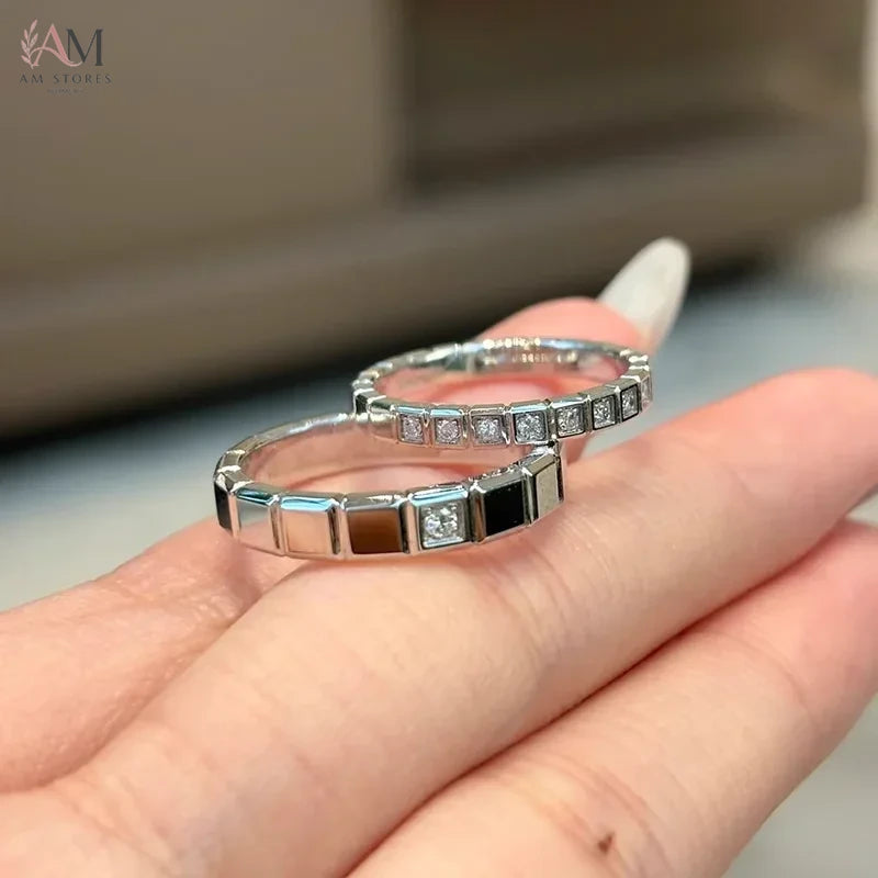 925 Sterling Silver Cubic Zirconia Couple Unisex Ring - view 2