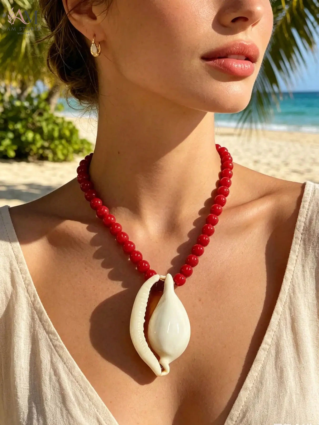 Boho Cowrie Shell Beaded Choker Necklace - view 3
