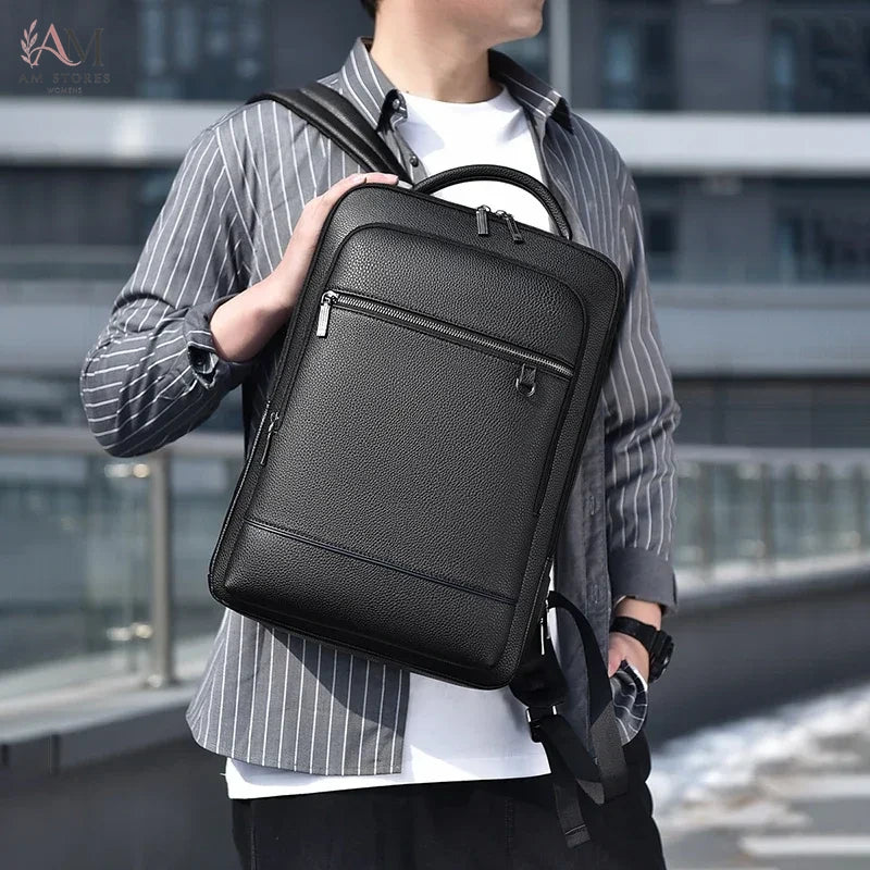 Executive Men's PU Leather Travel Backpack - view 2
