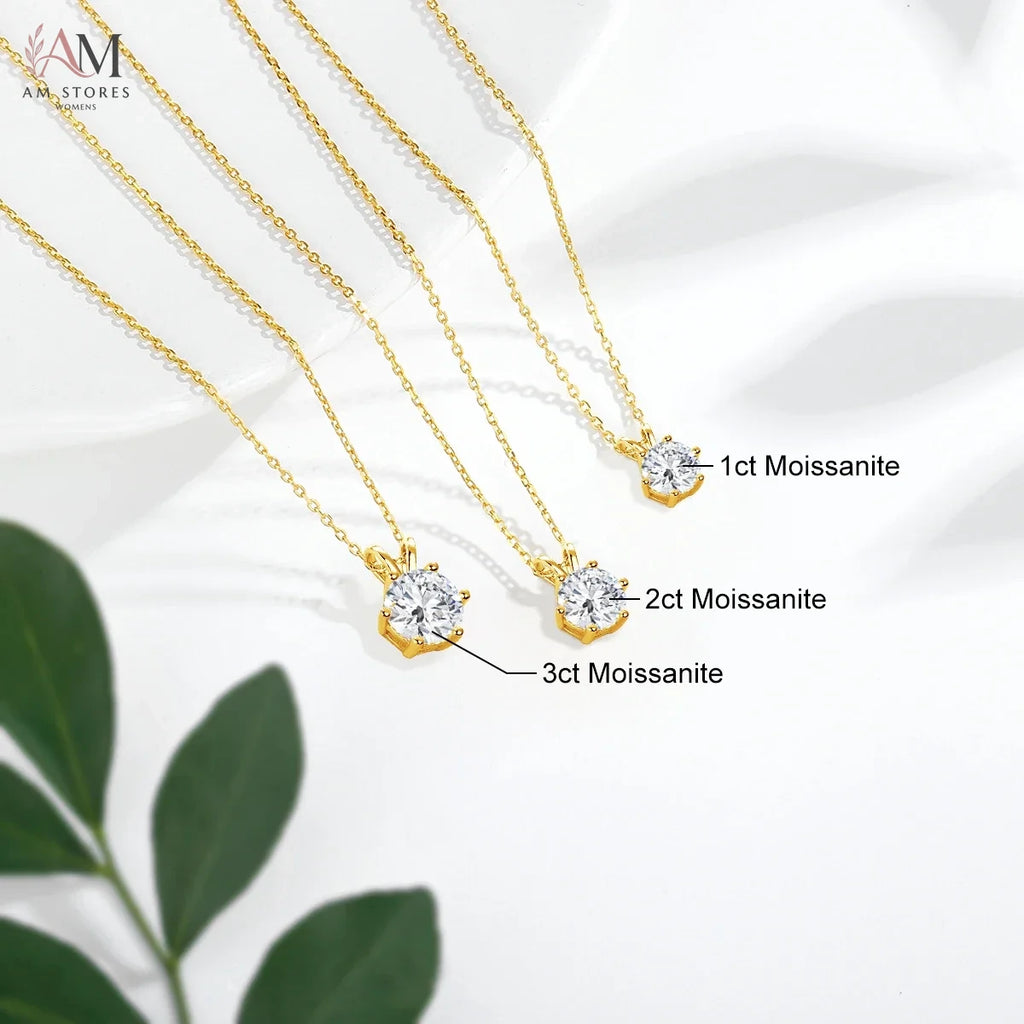 14K Gold Moissanite Pendant Necklace - view 5