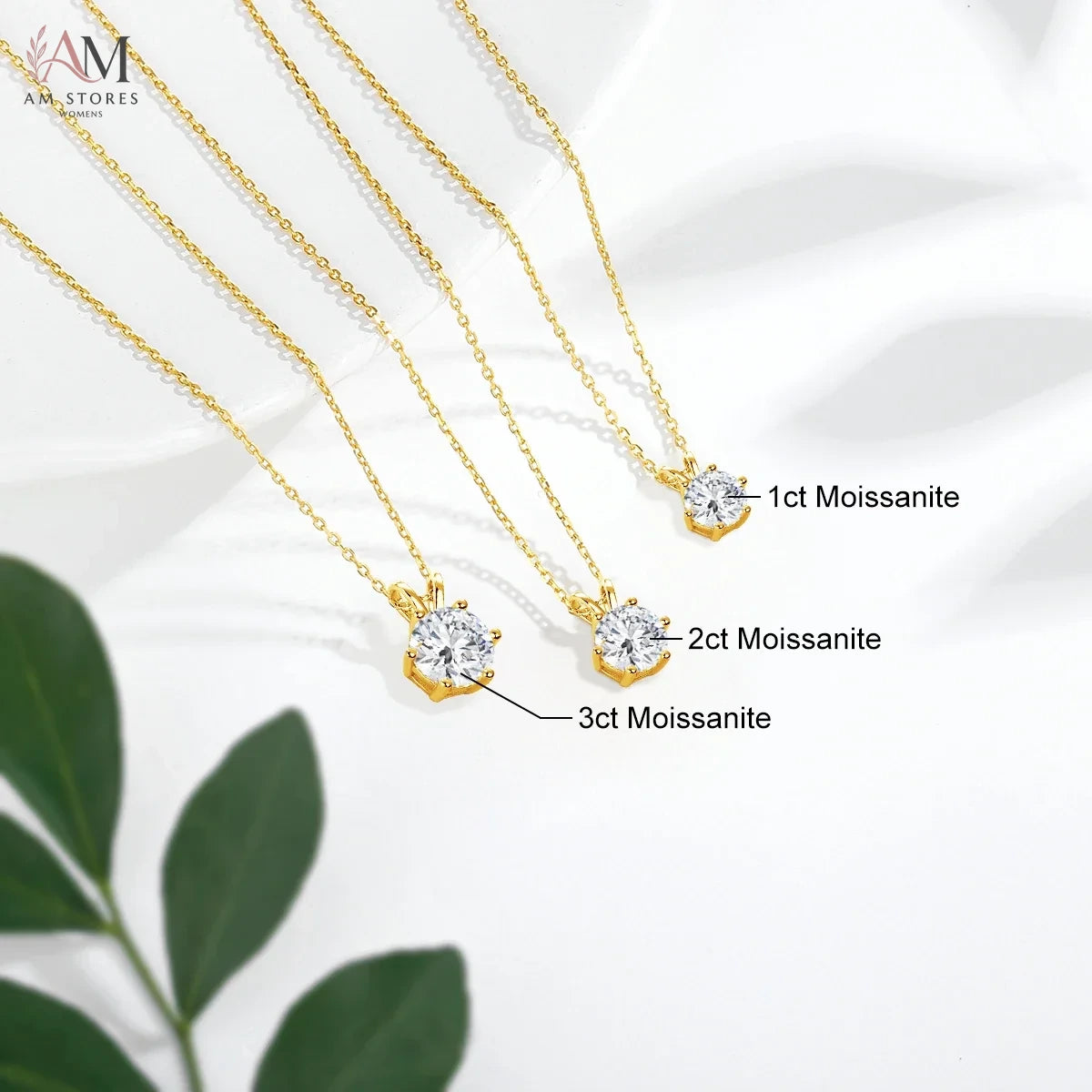 14K Gold Moissanite Pendant Necklace - view 5