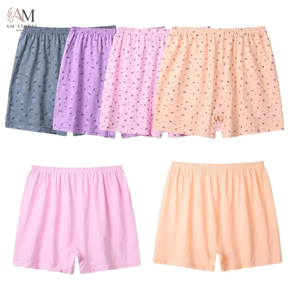 6ps/lot large size Boxer women cotton woman panties High Waist women's shorts Loose womens underwear Middleaged Boxers For Women