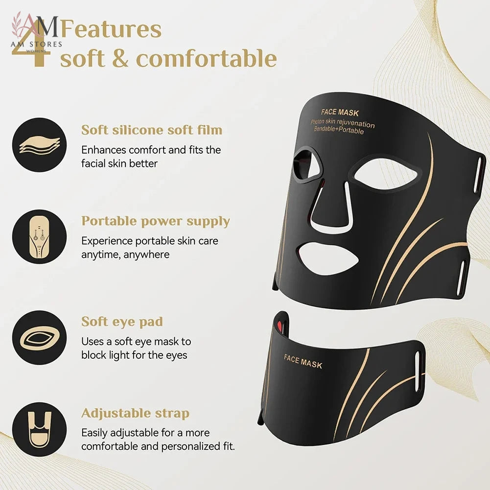 7 Colors LED Face Neck Set Mask Red Light Skin Rejuvenation Brighten Soft Silicone Facial Photon Therapy Flexible Skin Repair