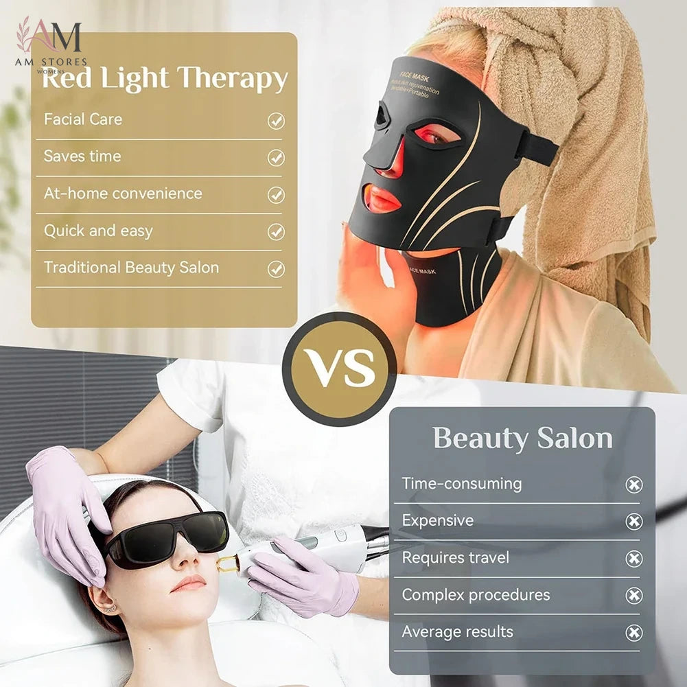 7 Colors LED Face Neck Set Mask Red Light Skin Rejuvenation Brighten Soft Silicone Facial Photon Therapy Flexible Skin Repair