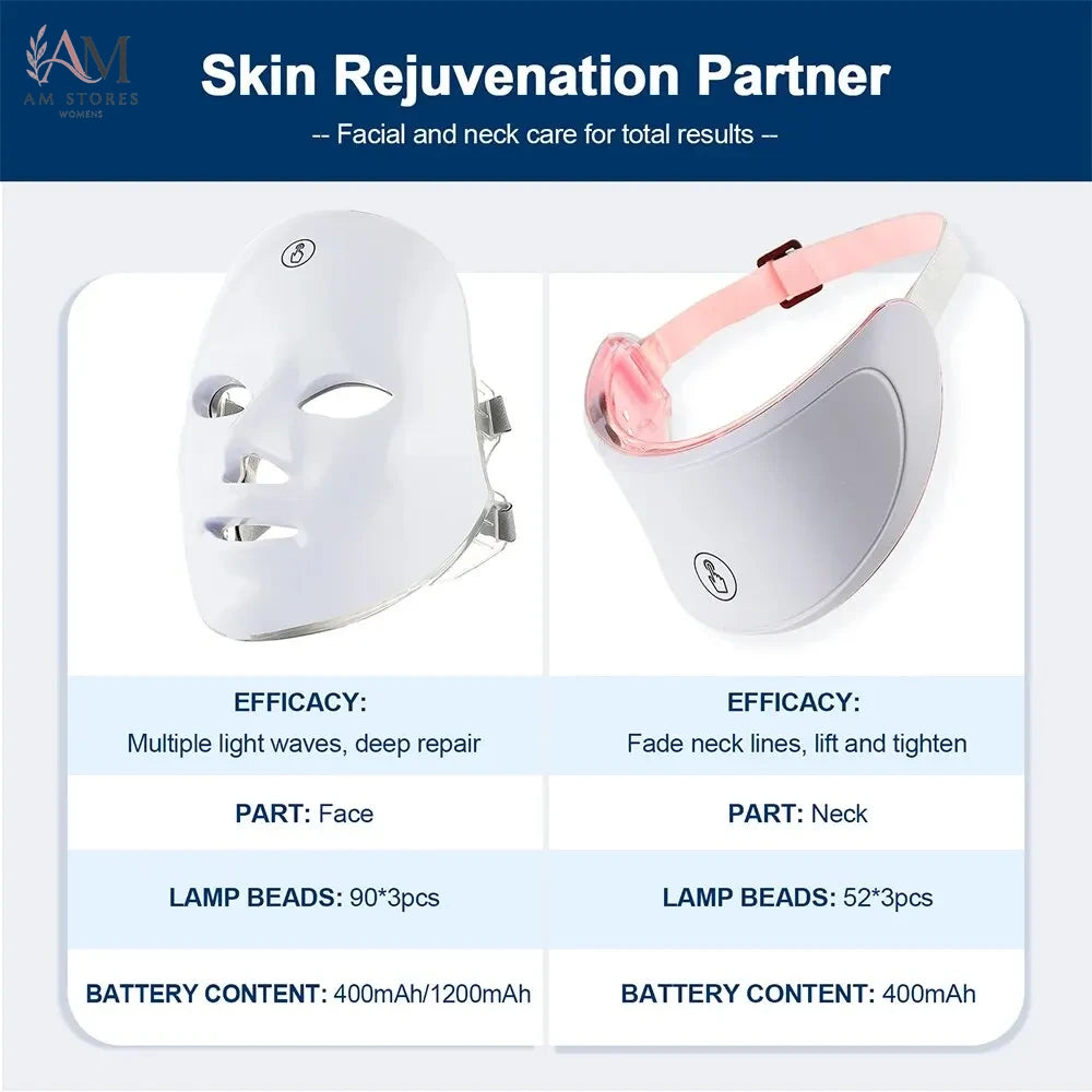 7-Color LED Face & Neck Light Therapy Mask - Image 6