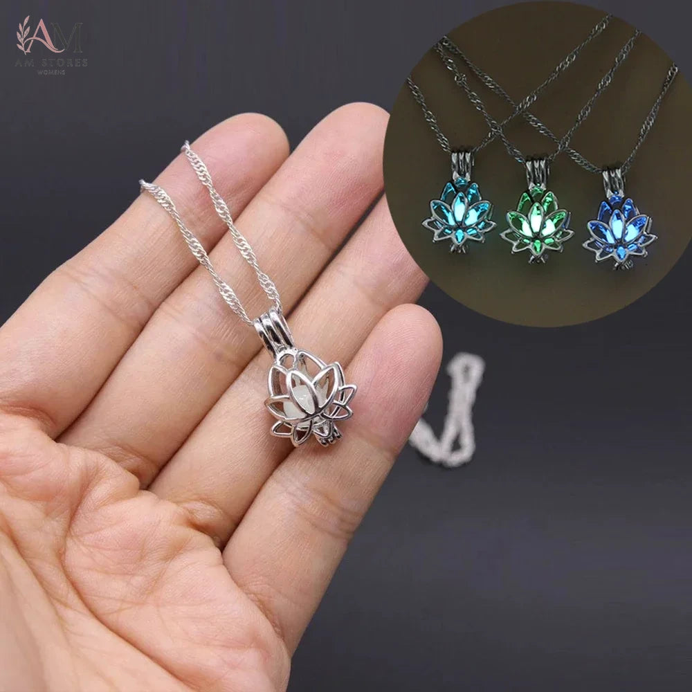 Luminous Moon Lotus Pendant Necklace - view 5