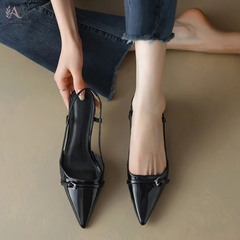 Women's Pointed-Toe Slip-On Leather High-Heel Pumps - view 2