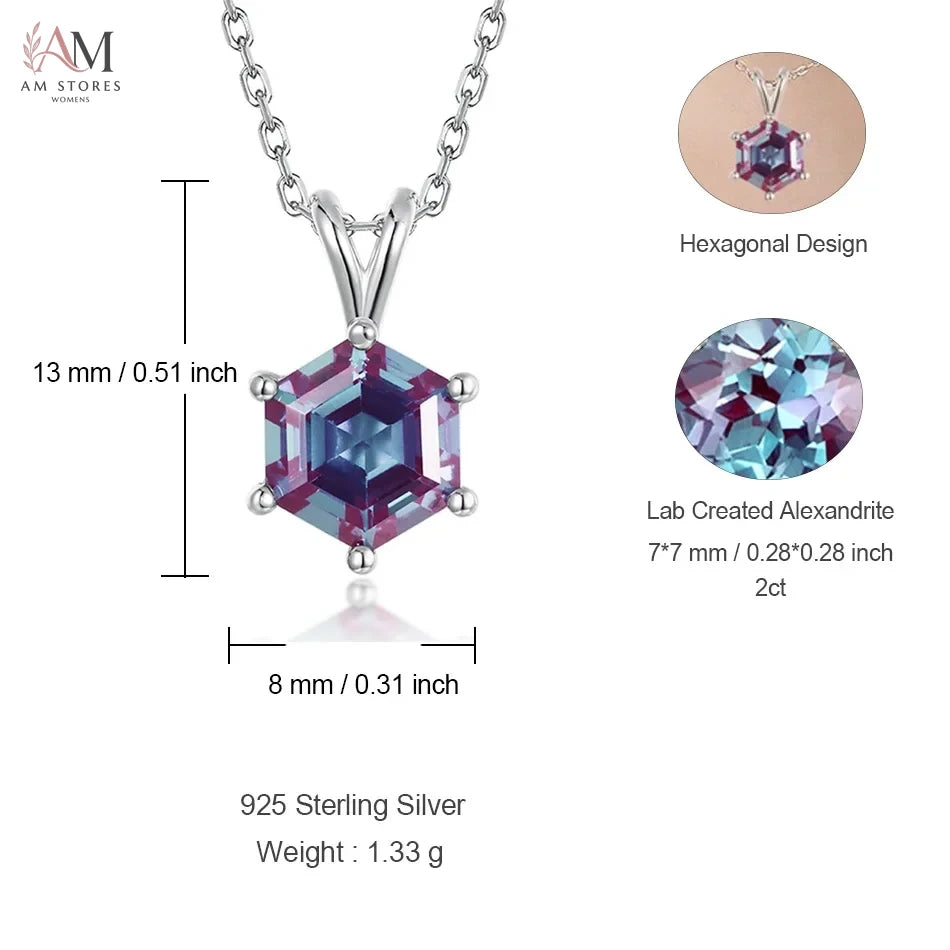ALLNOEL 2ct Alexandrite Hexagon Pendant Necklace - view 5