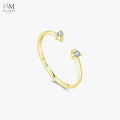 Real 925 Sterling Silver Cubic Zirconia Adjustable Geometric Women's Ring - view 4