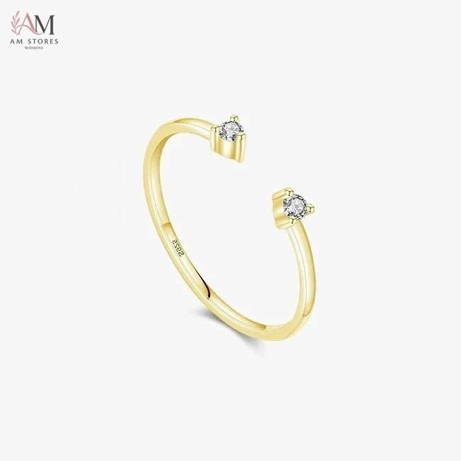 Real 925 Sterling Silver Cubic Zirconia Adjustable Geometric Women's Ring - view 4