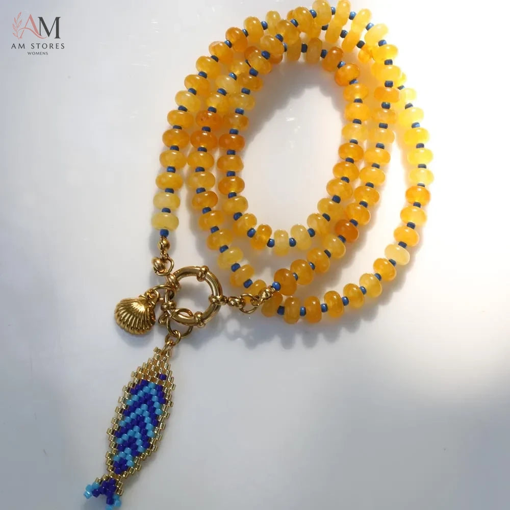 Handwoven Fish Pendant Necklace - view 9