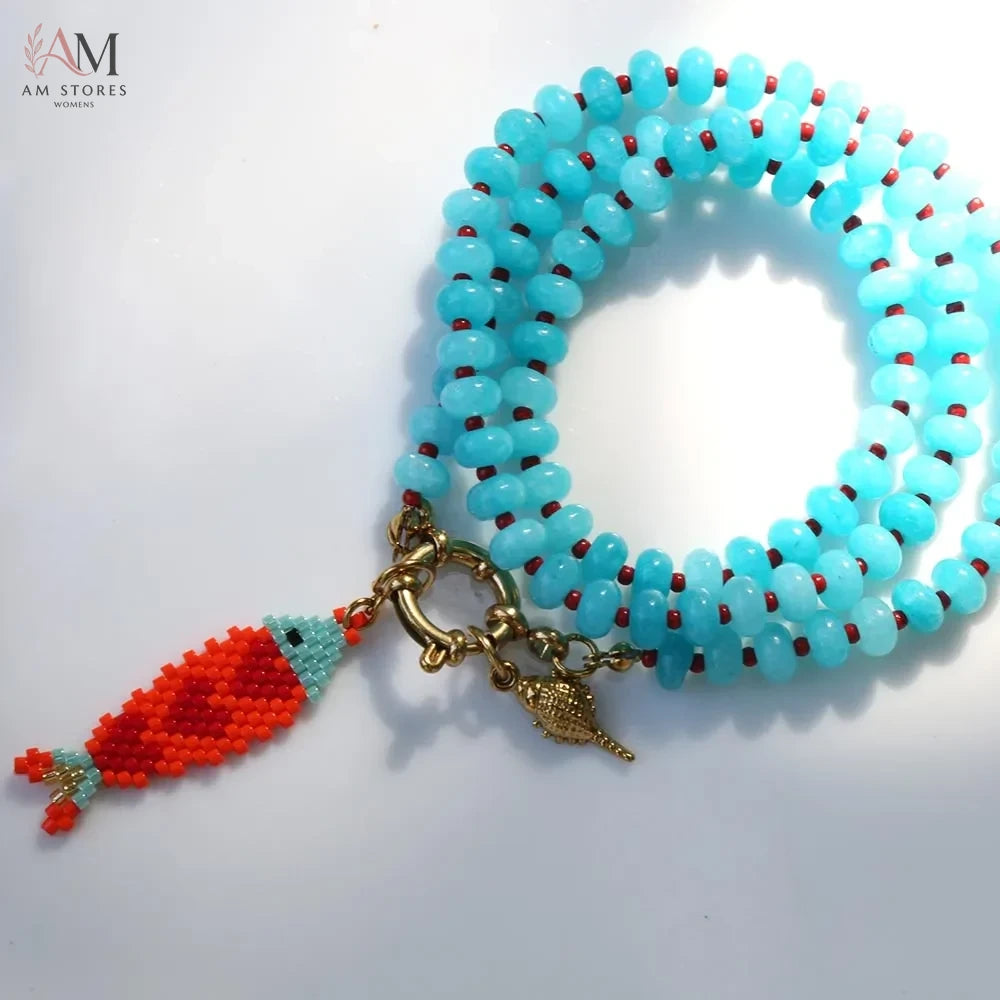 Handwoven Fish Pendant Necklace - view 10