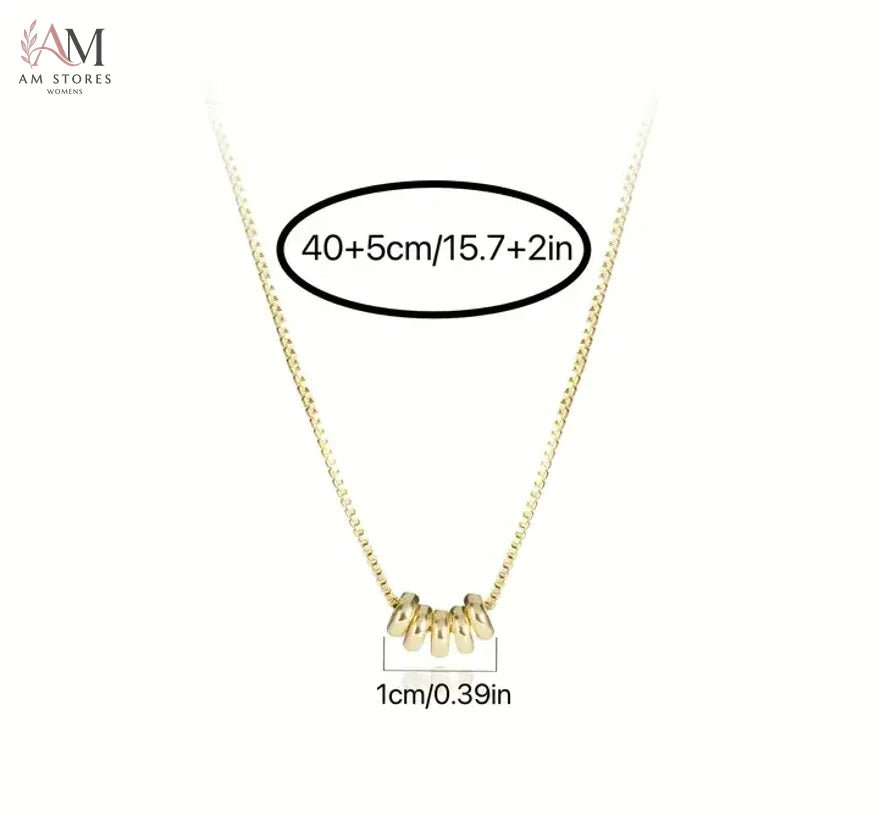 14K Gold-Plated Five-Ring Pendant Necklace - view 4
