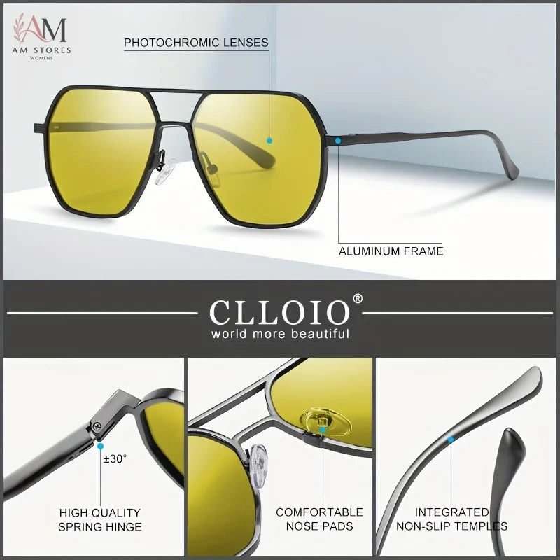 CLLOIO Unisex Square Polarized Photochromic Aluminum Sunglasses UV400 - view 4