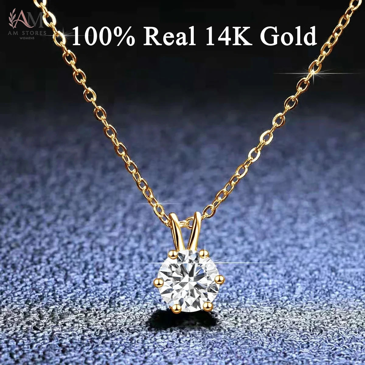 14K Gold Moissanite Pendant Necklace - view 1