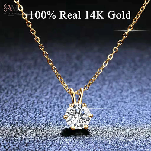 14K Gold Moissanite Pendant Necklace - view 1