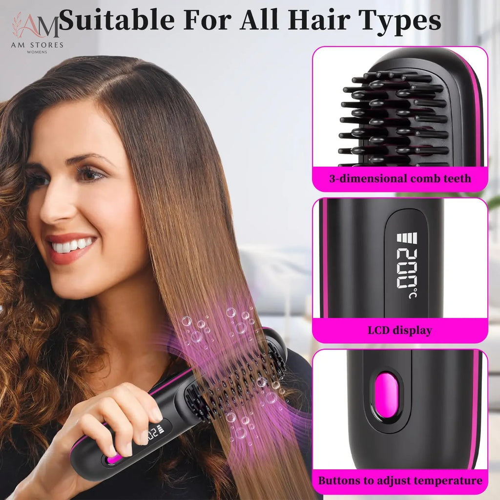 USB Portable Ceramic Hair Straightening Brush - view 4