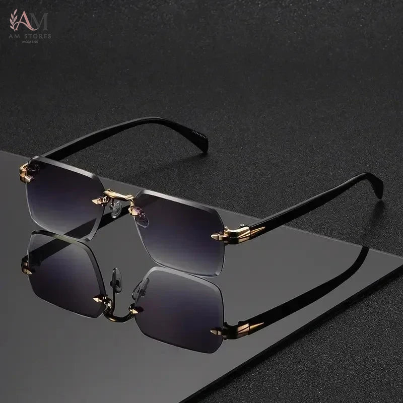 Unisex Rimless Rectangle Sunglasses UV400 - view 4