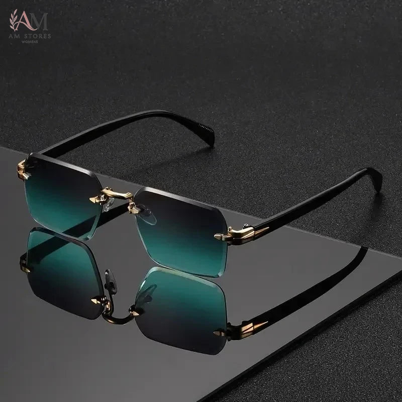 Unisex Rimless Rectangle Sunglasses UV400 - view 2