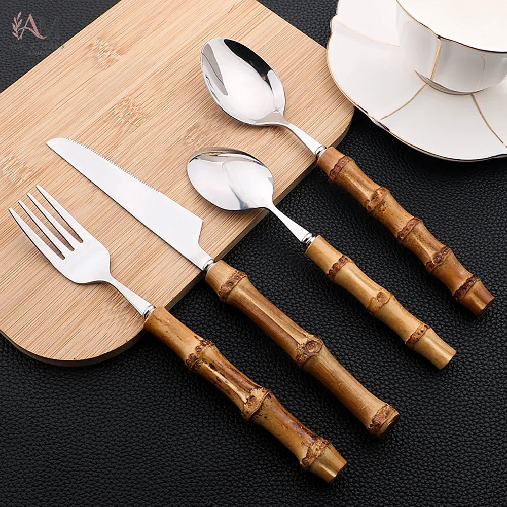 Bamboo 24-Piece Stainless Steel Flatware Set - view 2