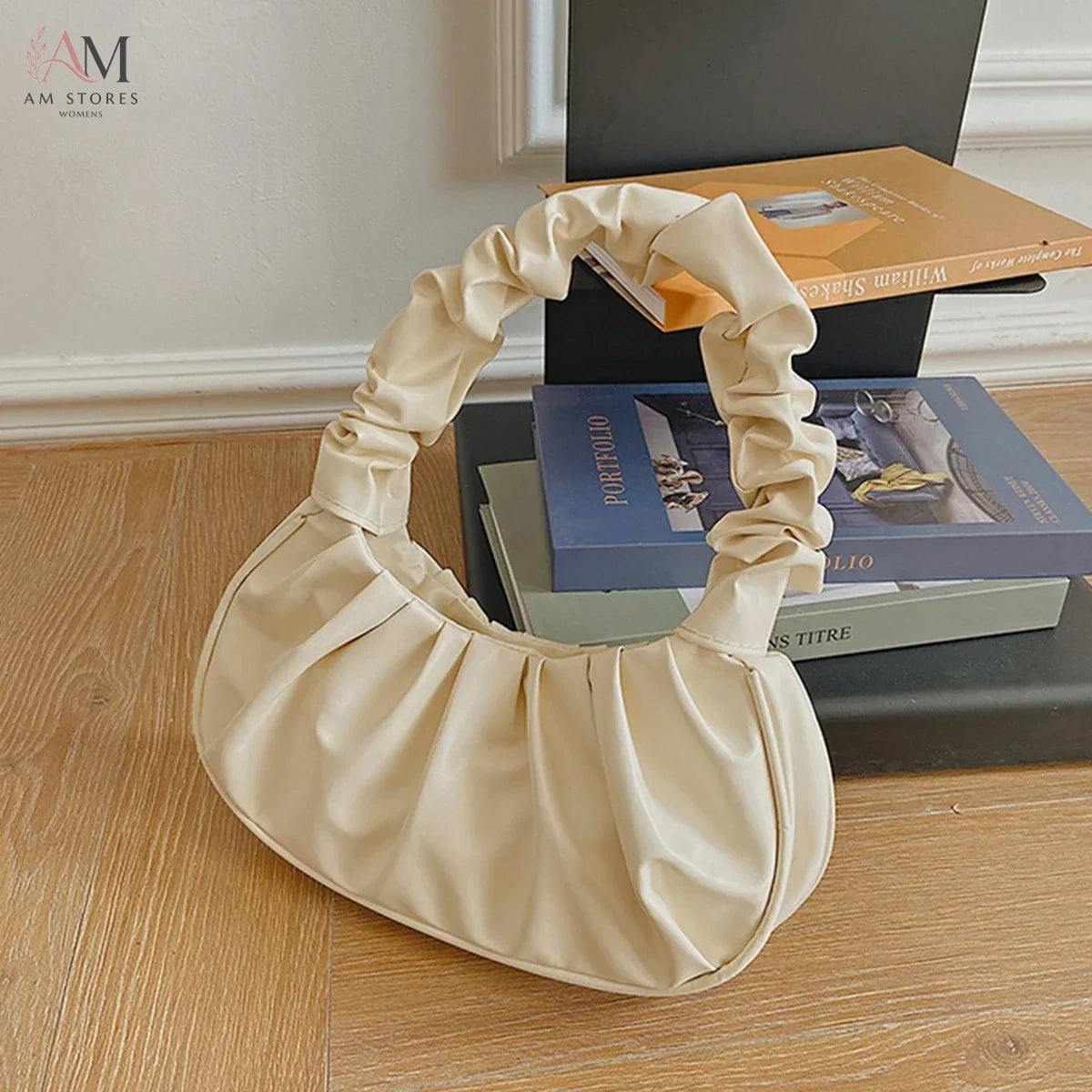 Women's Pleated PU Leather Cloud Shoulder Bag - view 5