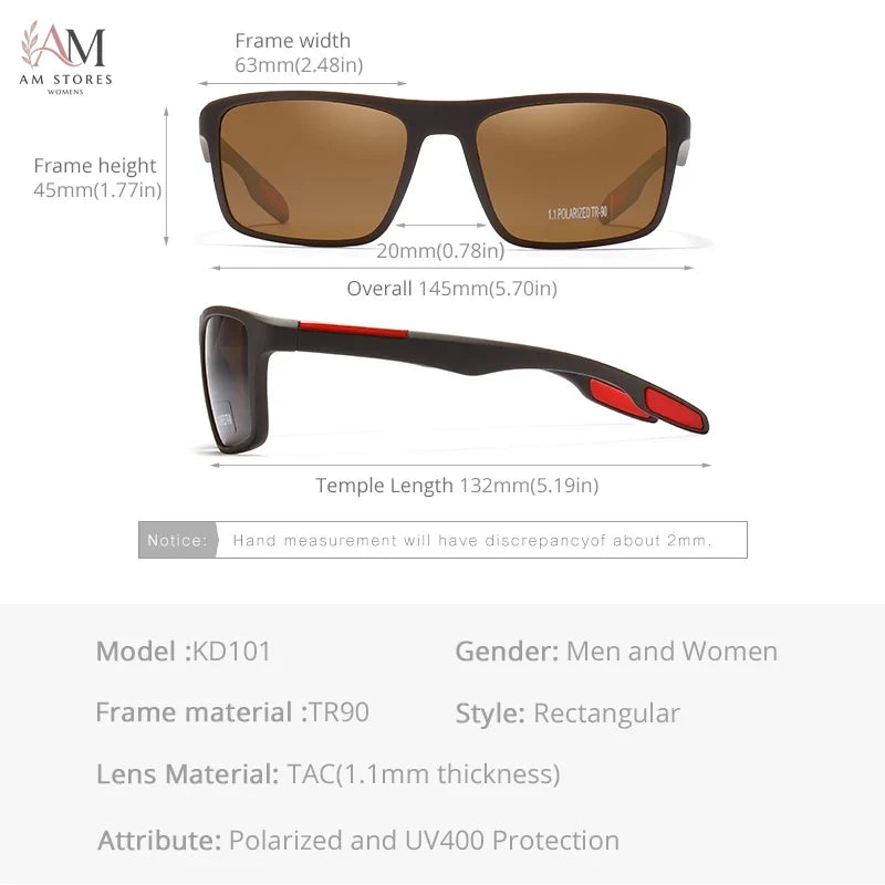 KDEAM Unisex Rectangle Polarized Sports Sunglasses - view 4