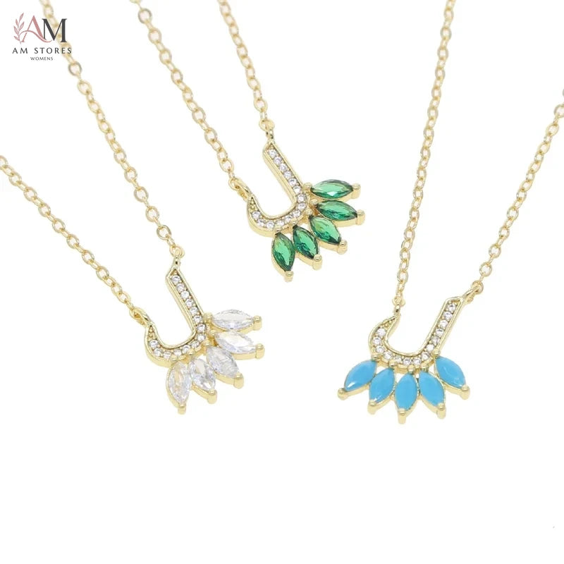 Gold-Plated Colorful Arabic Letter Pendant Necklace - view 10