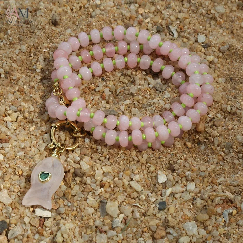 Bohemian Natural Stone Fish Pendant Beaded Necklace - view 8
