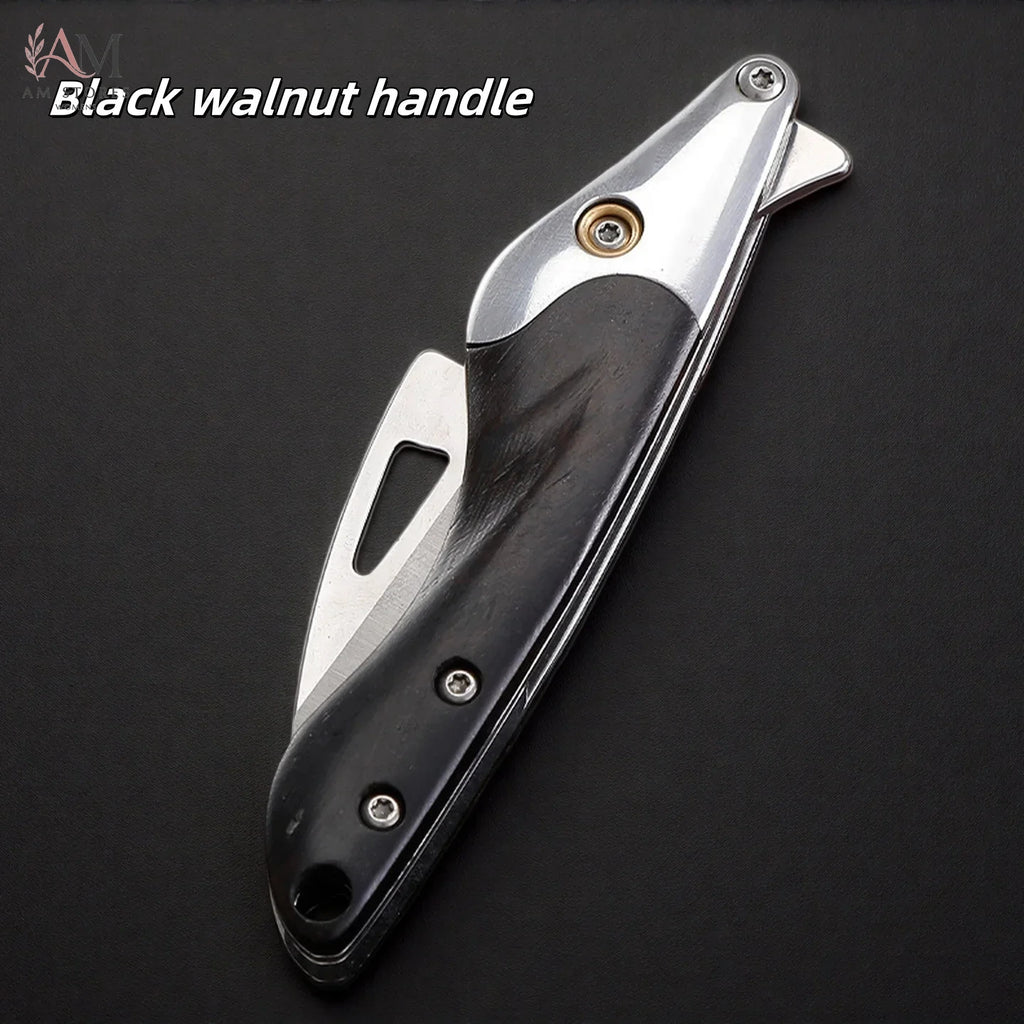 Black Walnut Handle Folding Fruit Knife - view 4