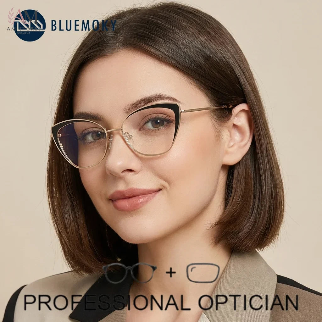 BLUEMOKY Women's Butterfly Blue-Light Prescription Metal Eyeglasses - view 1