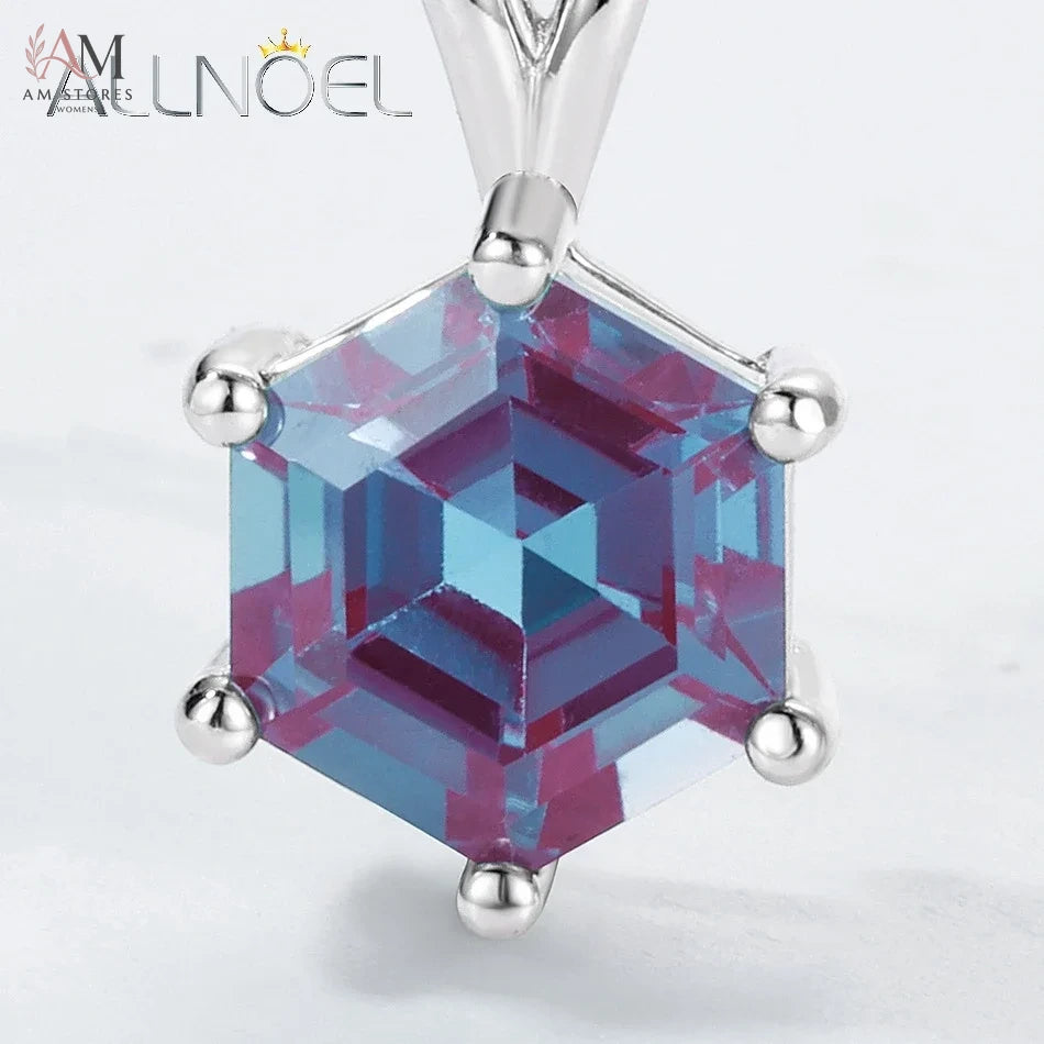 ALLNOEL 2ct Alexandrite Hexagon Pendant Necklace - view 4