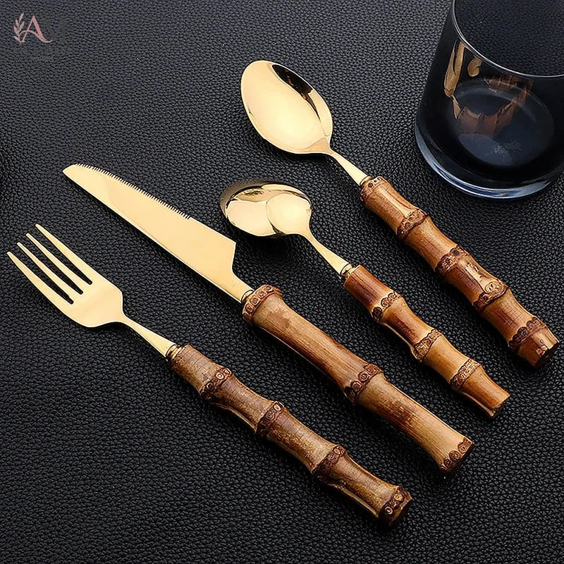 Bamboo 24-Piece Stainless Steel Flatware Set - view 3