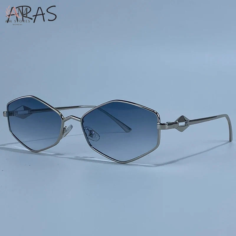Women's Vintage Hexagon Metal Sunglasses - view 12