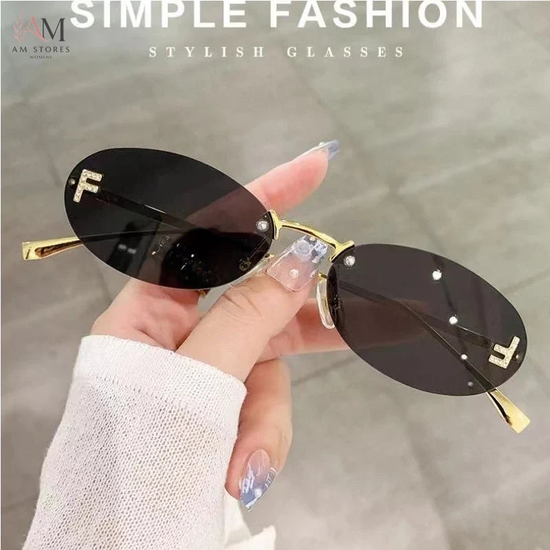 Diamond Women's Rimless Oval Metal Sunglasses - view 1