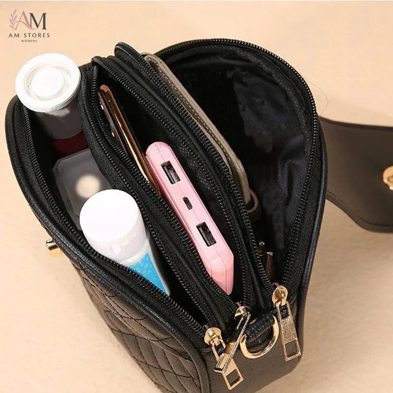 Women's Leather Quilted Multi-Compartment Crossbody Bag - view 3