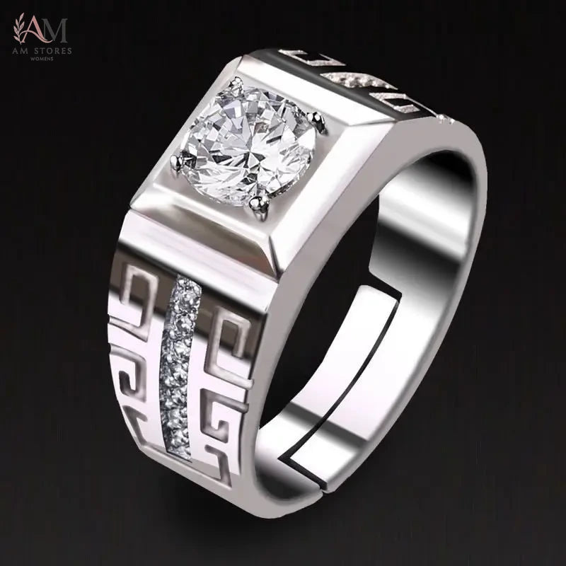 925 Sterling Silver Crystal Wedding Couple Unisex Ring - view 5