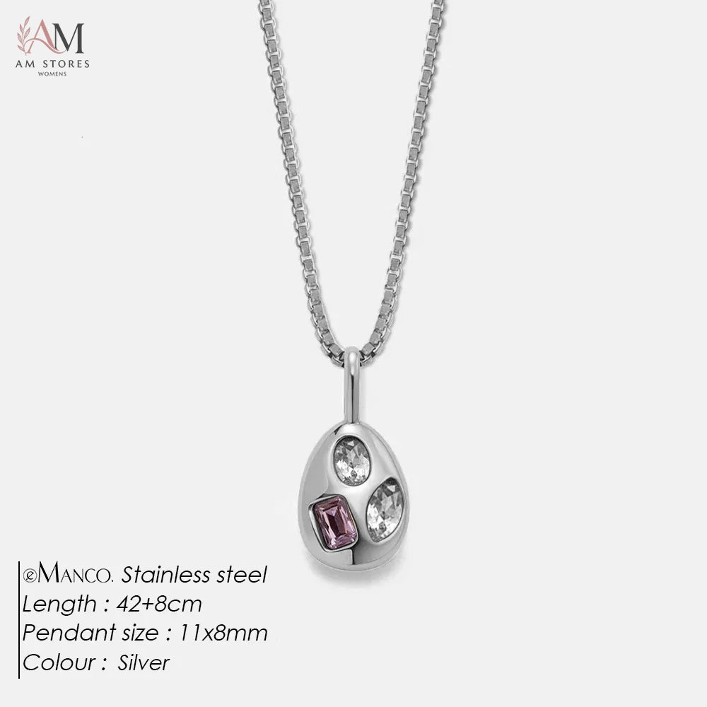 EManco Purple Cubic Zirconia Teardrop Necklace - view 8