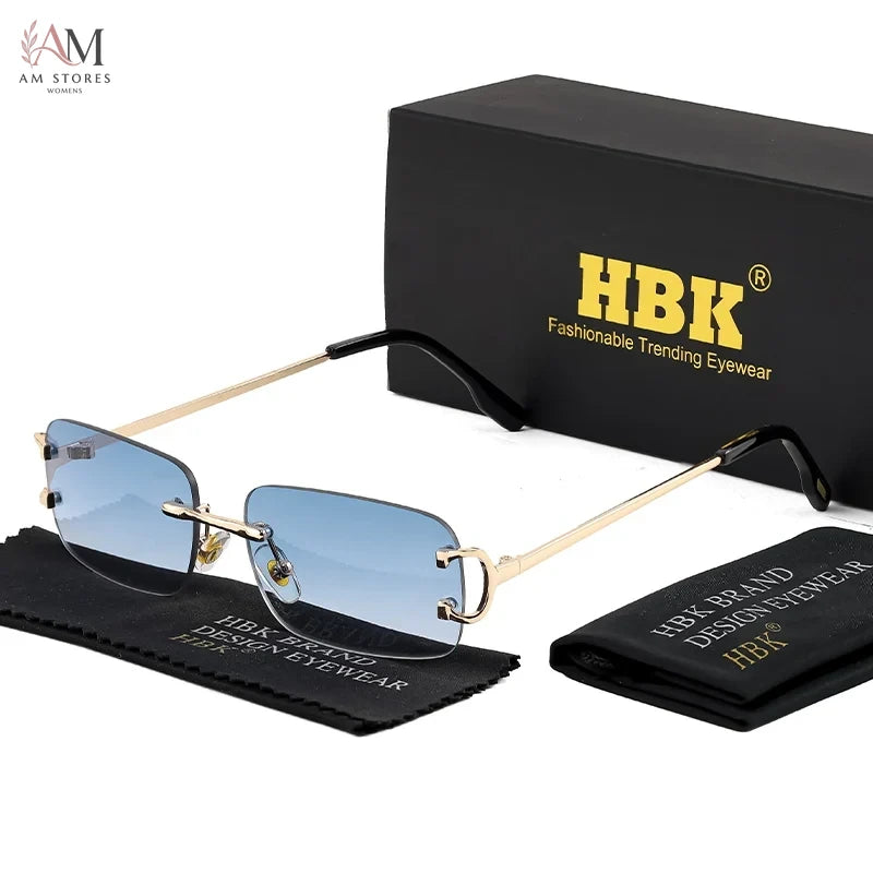 HBK Unisex Vintage Rimless Rectangle Sunglasses UV400 - view 15