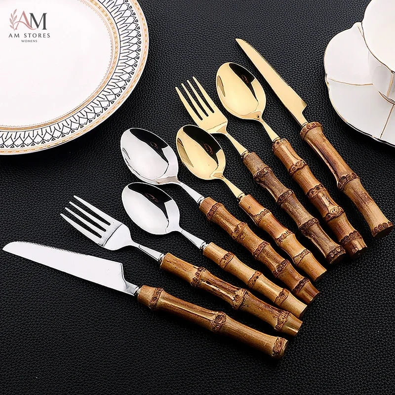 Bamboo 24-Piece Stainless Steel Flatware Set - view 4