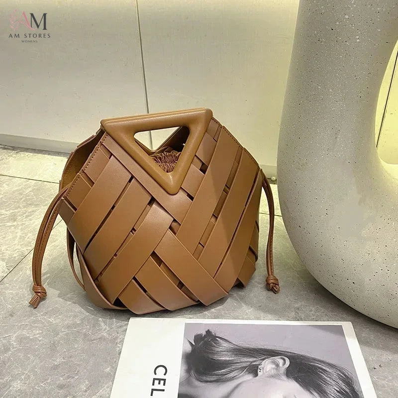 Women's Leather Woven Crossbody Bag - view 6