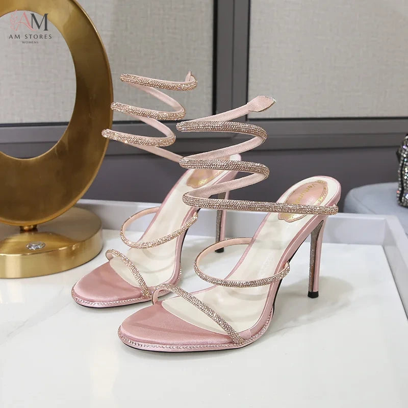 Women's Crystal Snake-Wrap Gladiator High-Heel Sandals - view 5