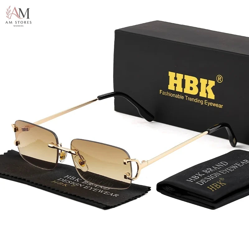HBK Unisex Vintage Rimless Rectangle Sunglasses UV400 - view 17