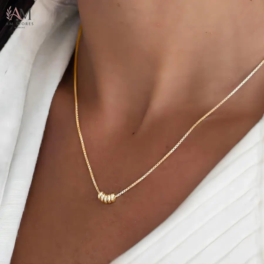 14K Gold-Plated Five-Ring Pendant Necklace - view 2