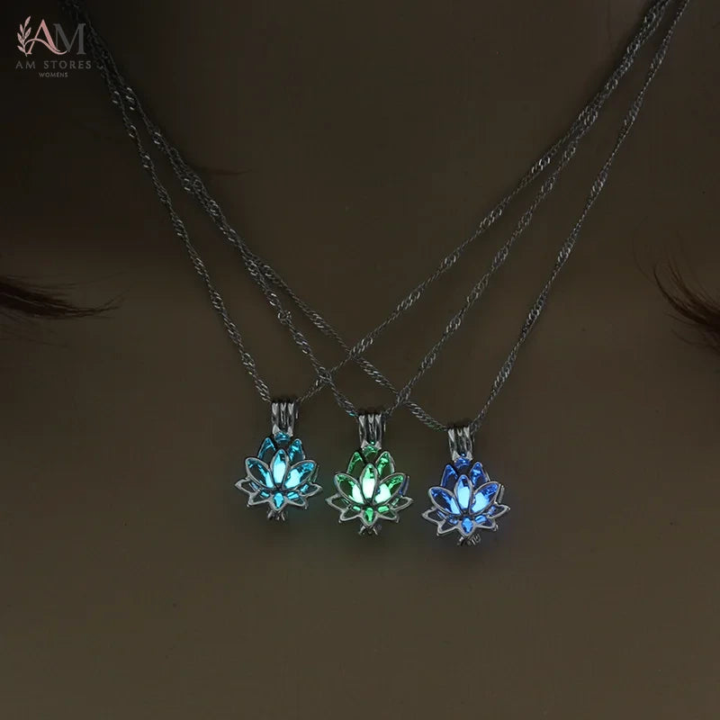 Luminous Moon Lotus Pendant Necklace - view 4