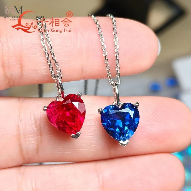3.6ct Heart-Shaped Lab-Grown Gemstone Pendant Necklace - view 2