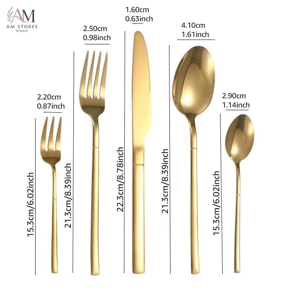 30-Piece Stainless Steel Gold Flatware Set - view 6