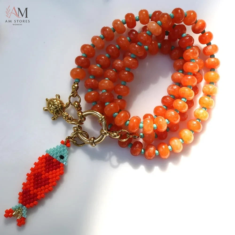 Handwoven Fish Pendant Necklace - view 7
